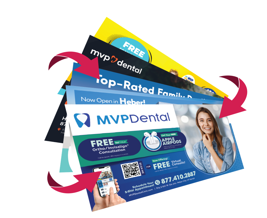 HVAC service promotion postcard featuring a woman comfortably relaxing, emphasizing customer satisfaction.