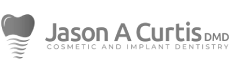 Jason A Curtis DMD logo for cosmetic and implant dentistry with a tooth and heart design